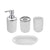 Anyhouz Plastic Bathroom Accessories Sets Pearl White Toilet Brush Soap Dish Toothpaste Dispenser Swing Lid Trash Washable for Bath Accessories