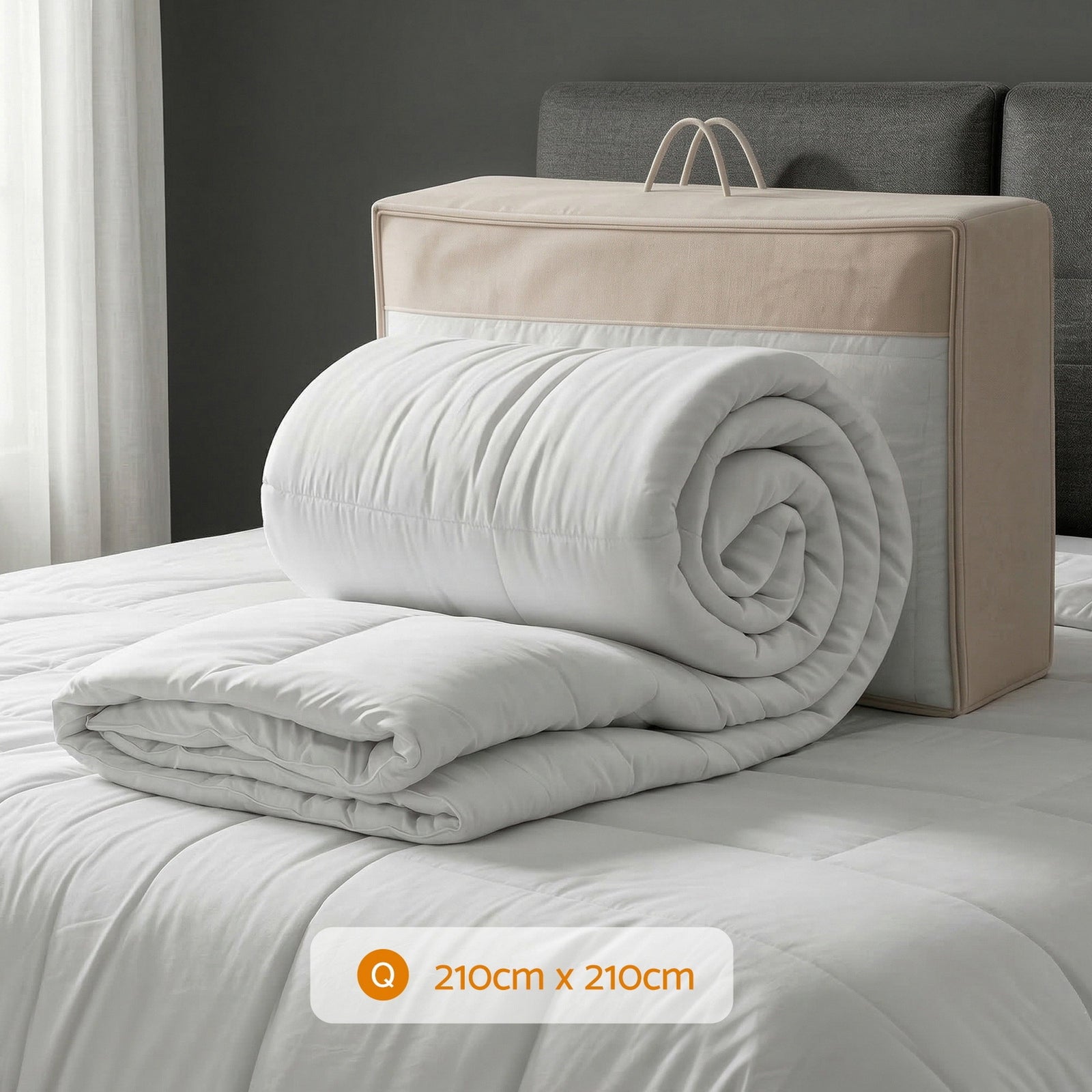 Giselle Bedding Wool Quilt 500GSM Thick Queen Winter Doona Baffle Box Construction 100% Wool Filling