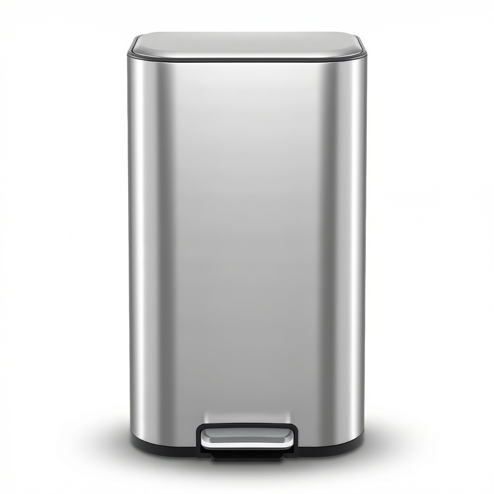 Cefito Kitchen Trash Can 40L Pedal Bins Rubbish Bin Steel with Soft Close Lid, Removable Inner Bucket, Rectangular Garbage Can Recycling Bin, Silver