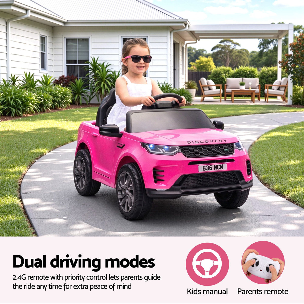 Land Rover Ride On Car Kids SUV 12V Kids Electric Car Remote Control Pink