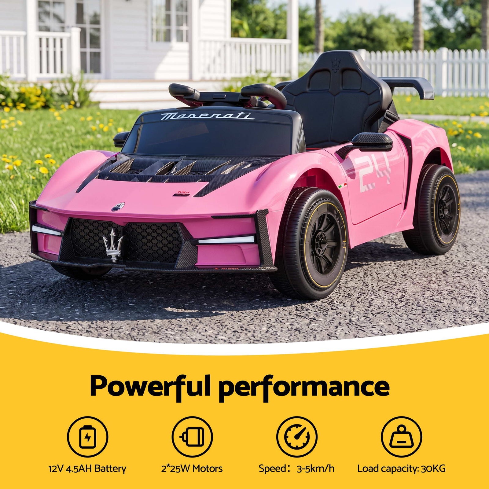 Ride On Car Maserati Licensed MCXtrema Car for Kids 12V Remote Control Pink