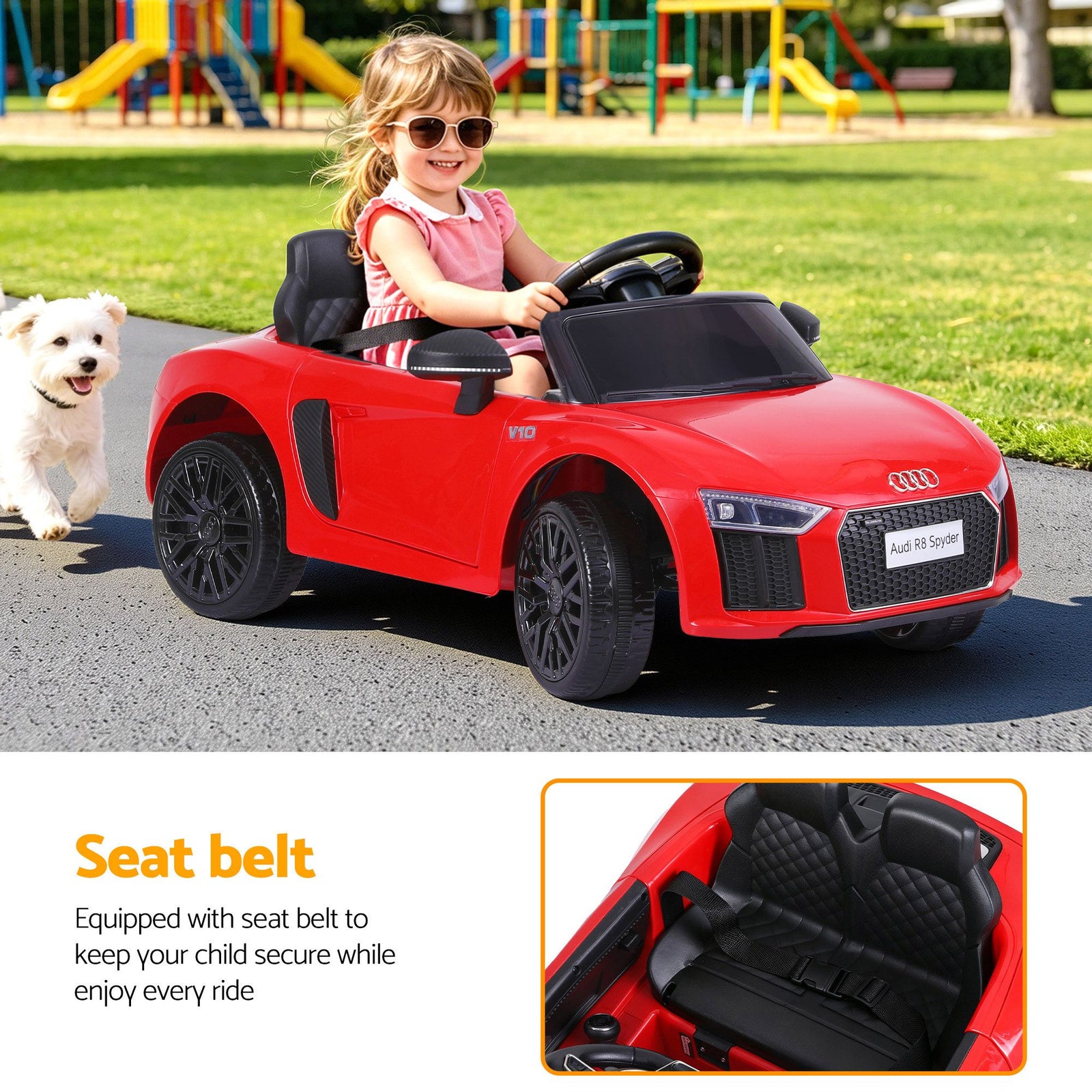 Ride On Car Licensed Audi R8 12V Electric Car for Kids Battery Red