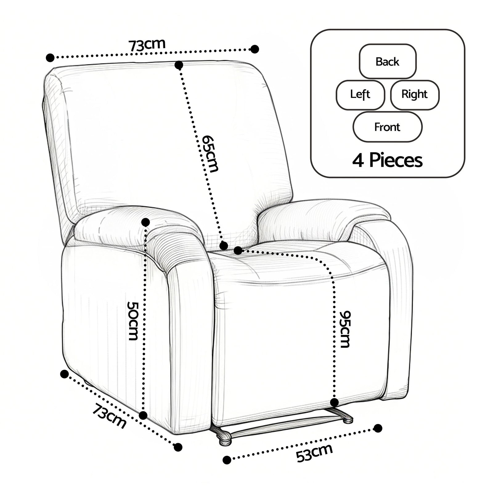 Artiss Stretch Kids Recliner Cover 4-Pieces Recliner Chair Slipcovers Printed Polyester