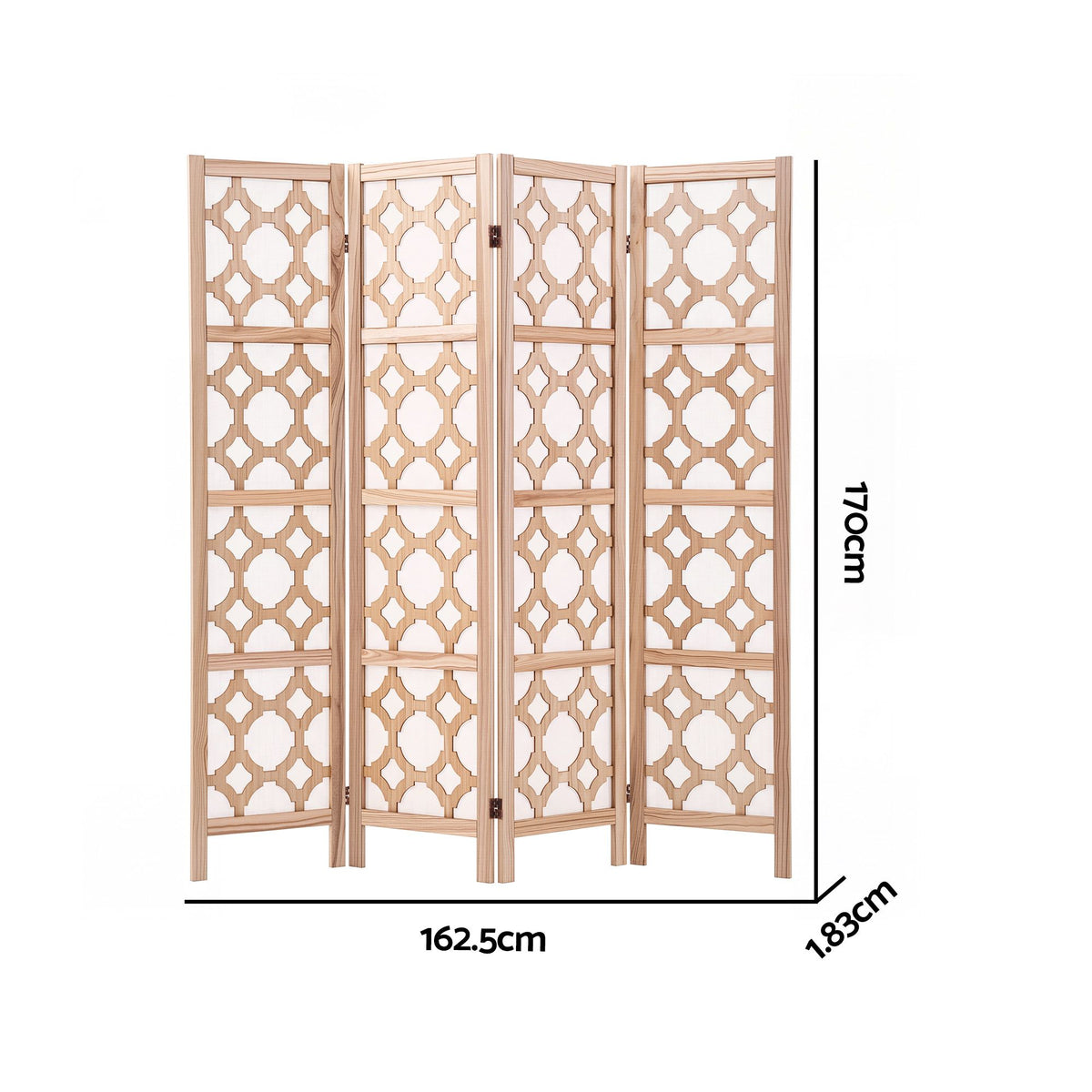 Artiss 4 Panel Room Divider Folding Privacy Screen Wooden Partition Geometric Freestanding Separator Natural 170cm