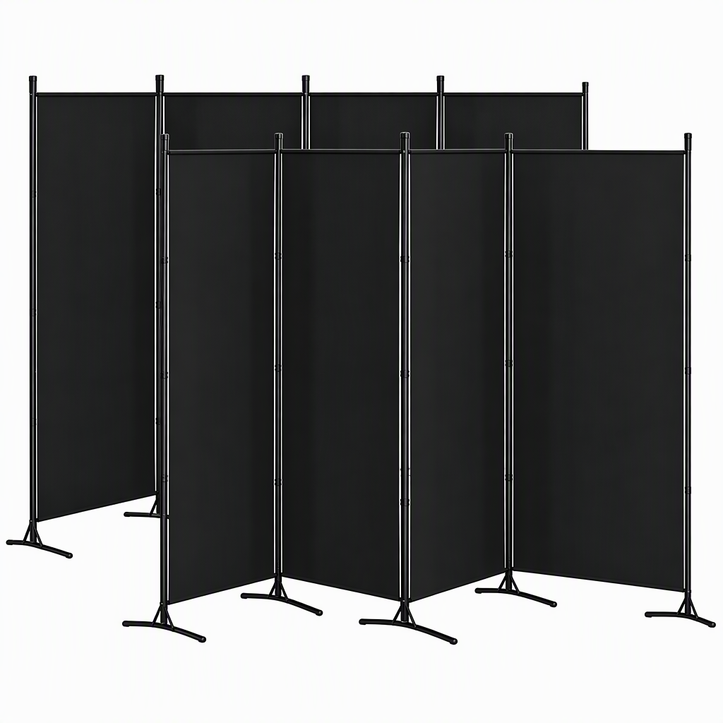 Artiss 4 Panel Room Divider Set of 2 Folding Privacy Screen Fabric Room Separator Partition Black
