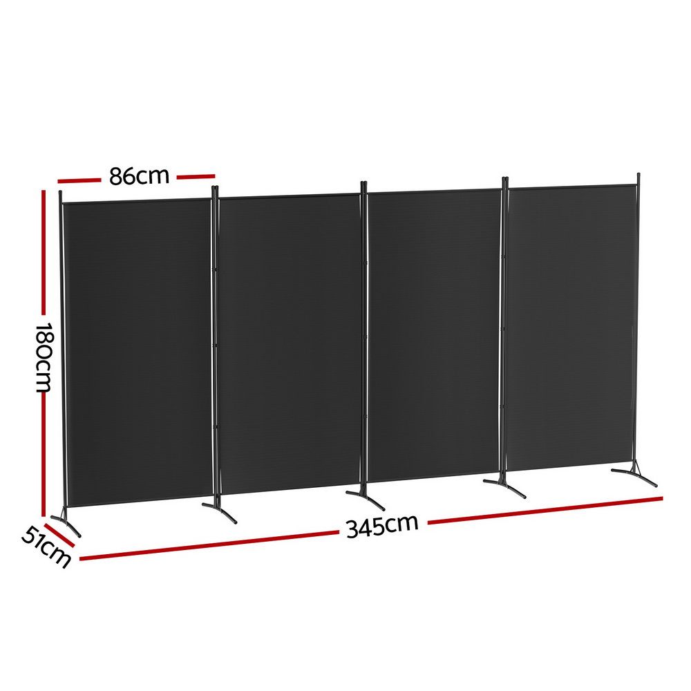 Artiss 4 Panel Room Divider Set of 2 Folding Privacy Screen Fabric Room Separator Partition Black