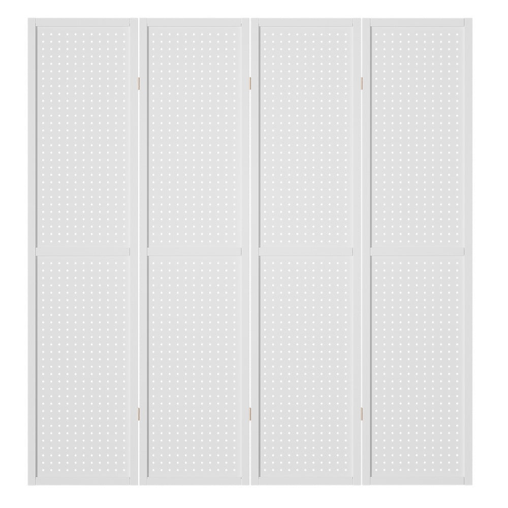Artiss 4 Panel Room Divider Screen 164x170cm Pegboard White