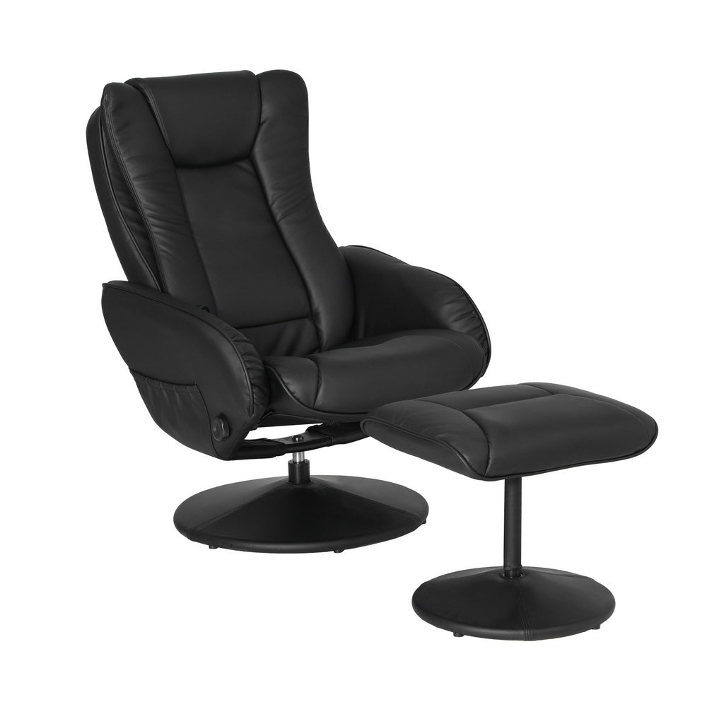 Artiss 2X Recliner Chair Ottoman Heated Massage Black