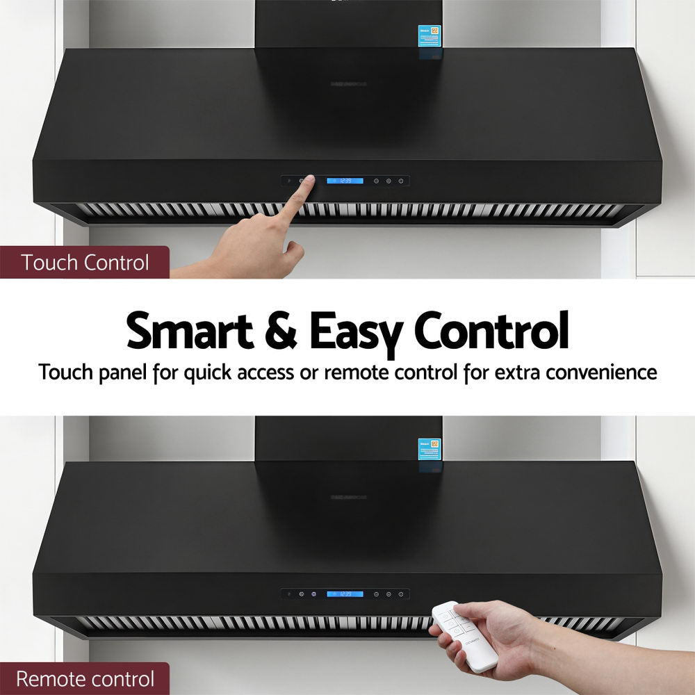 Devanti 1500mm Commercial BBQ Range Hood Dual Motor W/ Remote Control Black