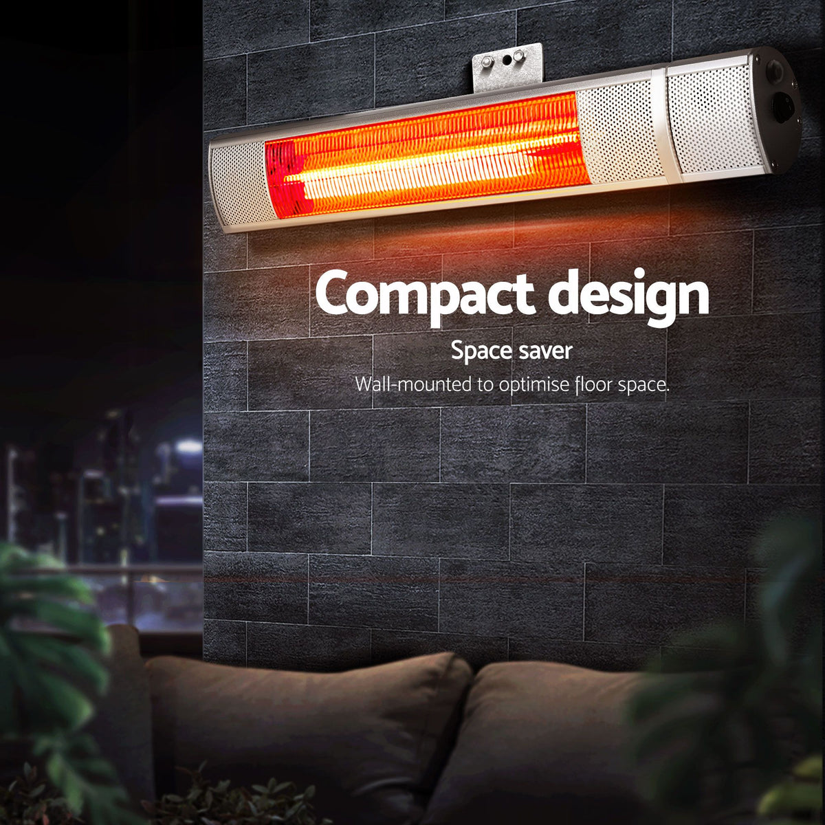 Devanti 2PCS Electric Strip Heater Radiant Infrared Heaters Remote Control 2000W
