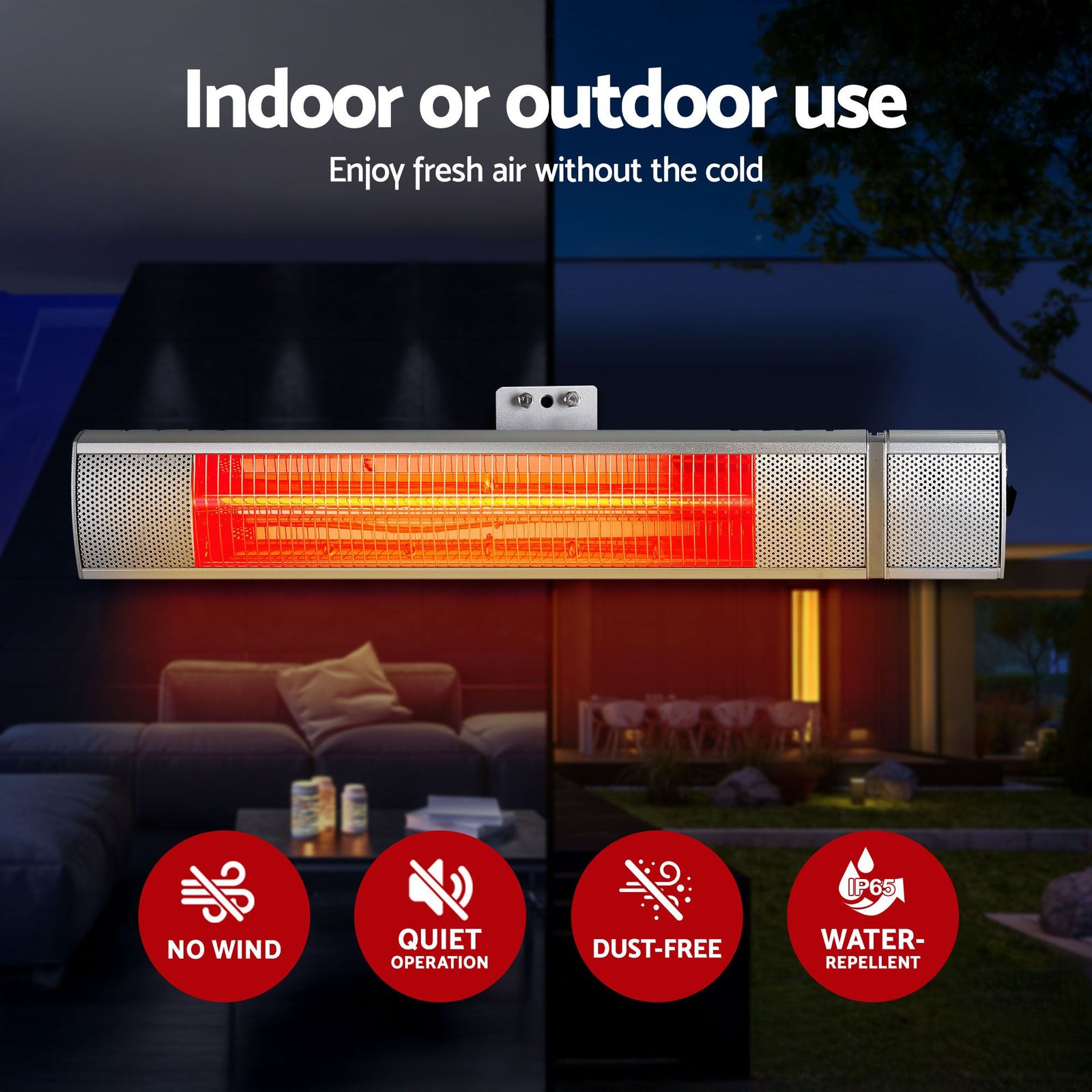 Devanti 2PCS Electric Strip Heater Radiant Infrared Heaters Remote Control 2000W