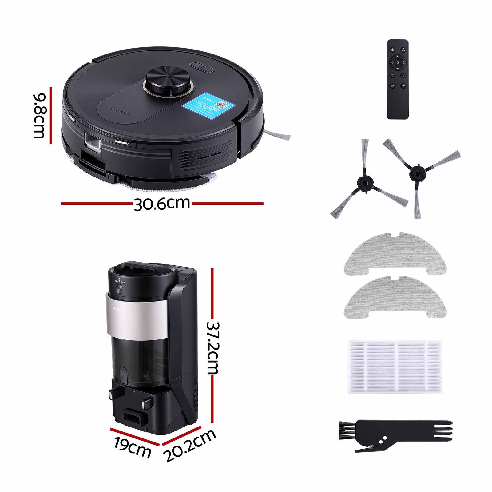 DEVANTI Robot Vacuum and Mop, Self-Empty APP Control 6000Pa LDS Laser 3in1