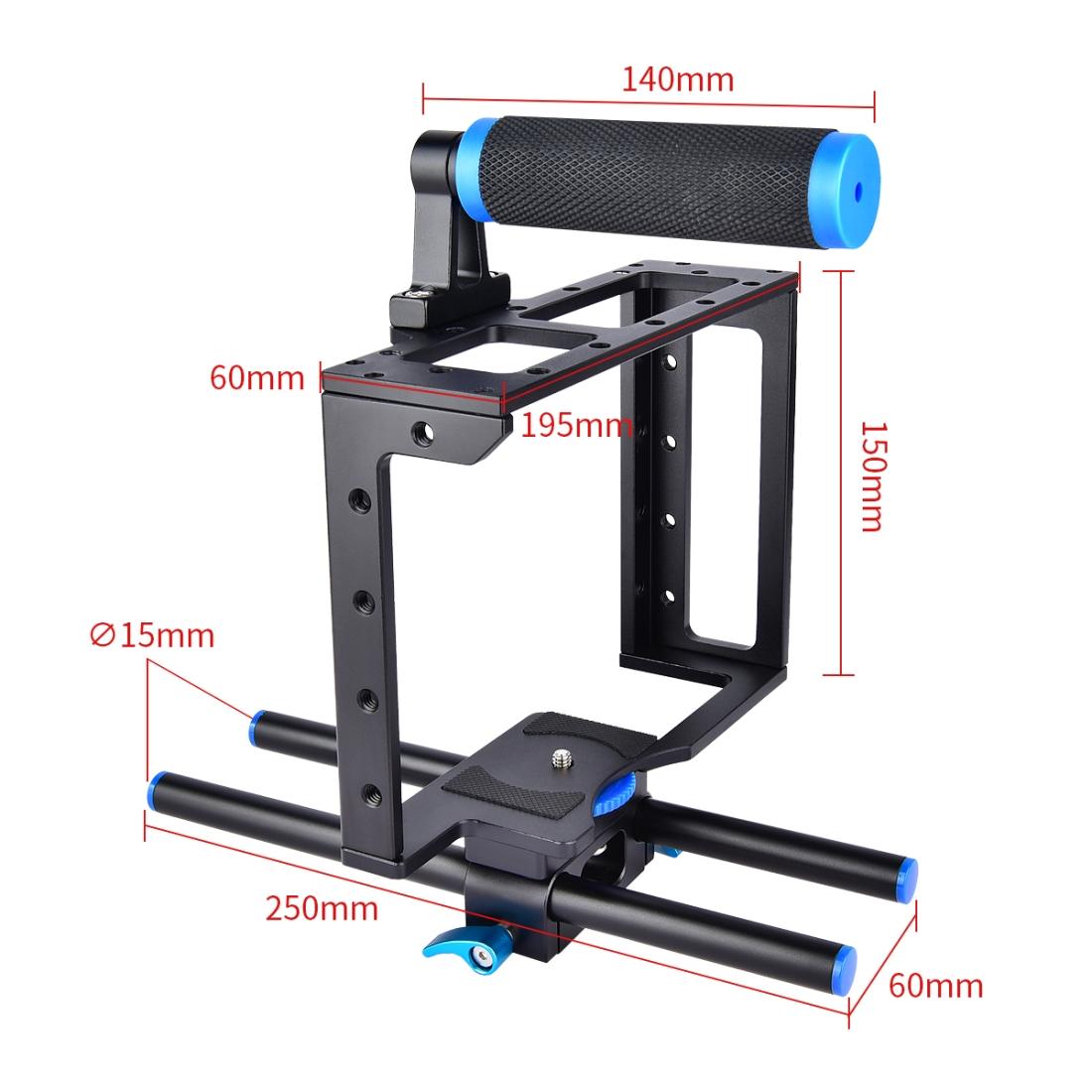 Protective Dslr Camera Cage With Stabilizer And Top Handle - Black-1915196736180195333