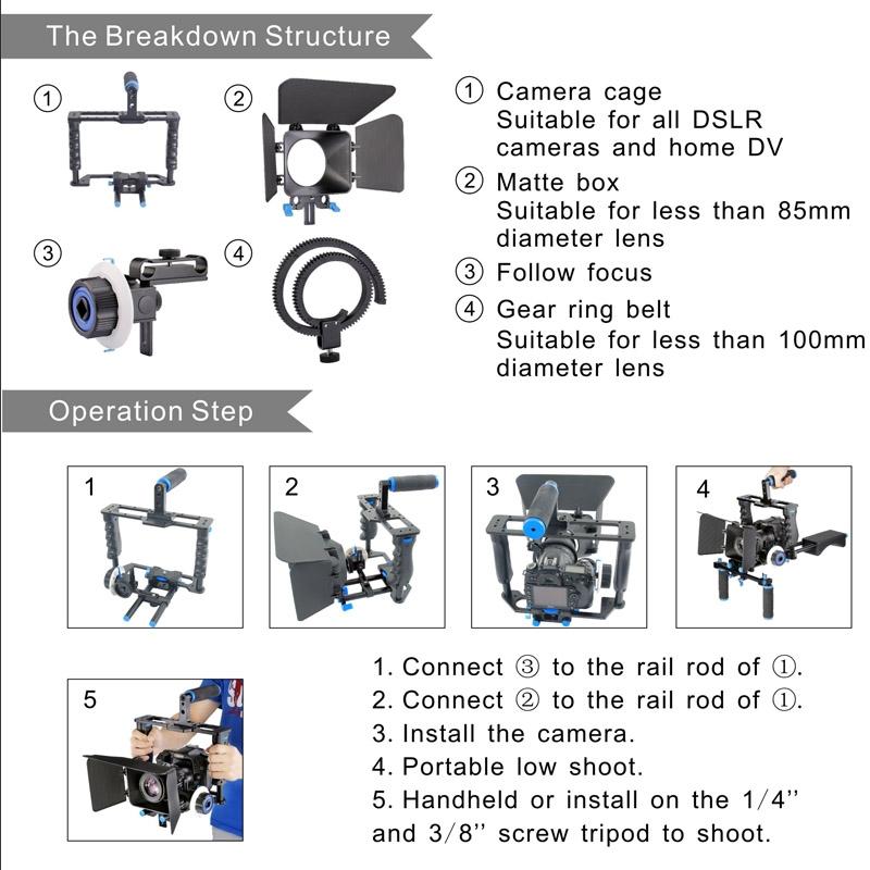 Large Handle Camera Cage & Matte Box Kit For Dslr / Video Camera-1915198432709054465