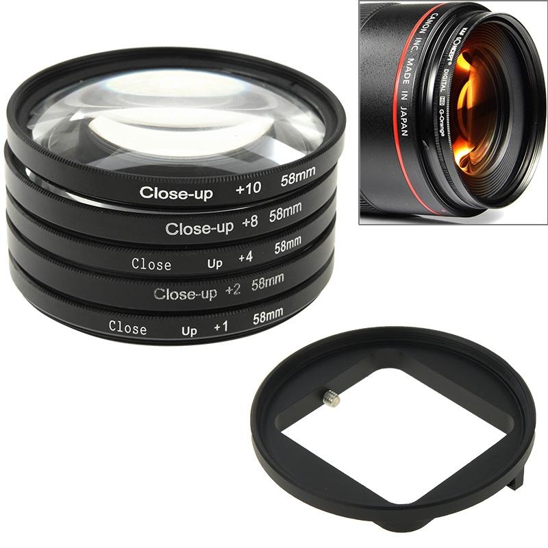 58Mm Close Up Lens Filter Set For Gopro Hero3 - 6-In-1 Macro Adapter Ring-1915196993723043841