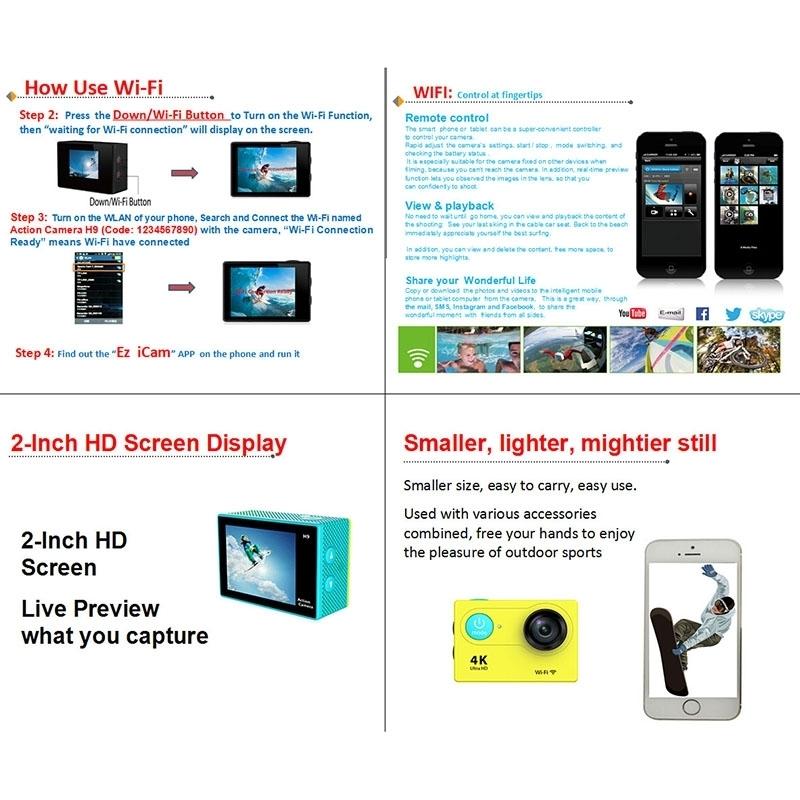 4K Ultra Hd Wifi Sports Camera With 170 Degree Wide Angle Lens And Waterproof Capability-1915196787489116164