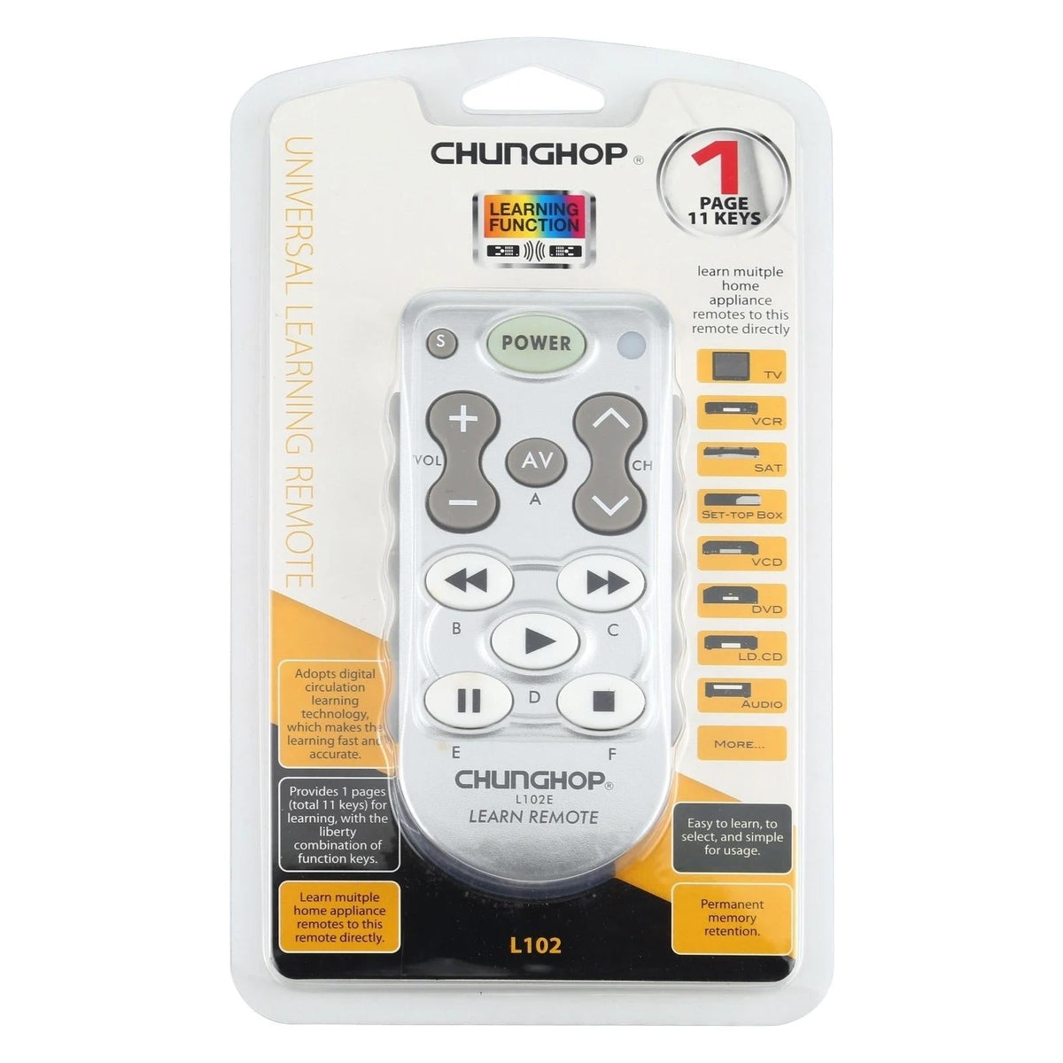 White Universal Learning Remote Control - L102-1915197425207873540