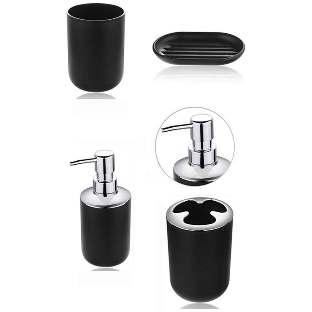 Anyhouz Plastic Bathroom Accessories Sets Brown Toilet Brush Soap Dish Toothpaste Dispenser Swing Lid Trash Washable for Bath Accessories
