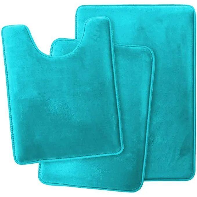 Anyhouz Bath Mat Lake Blue Non-Slip Rug Set Bathroom Absorbent Washable Carpet Toilet  Accessories