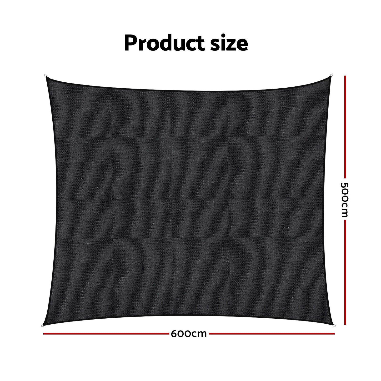 Instahut Sun Shade Sail Cloth 98% UV Block Outdoor Canopy Rectangle 5X6M Black