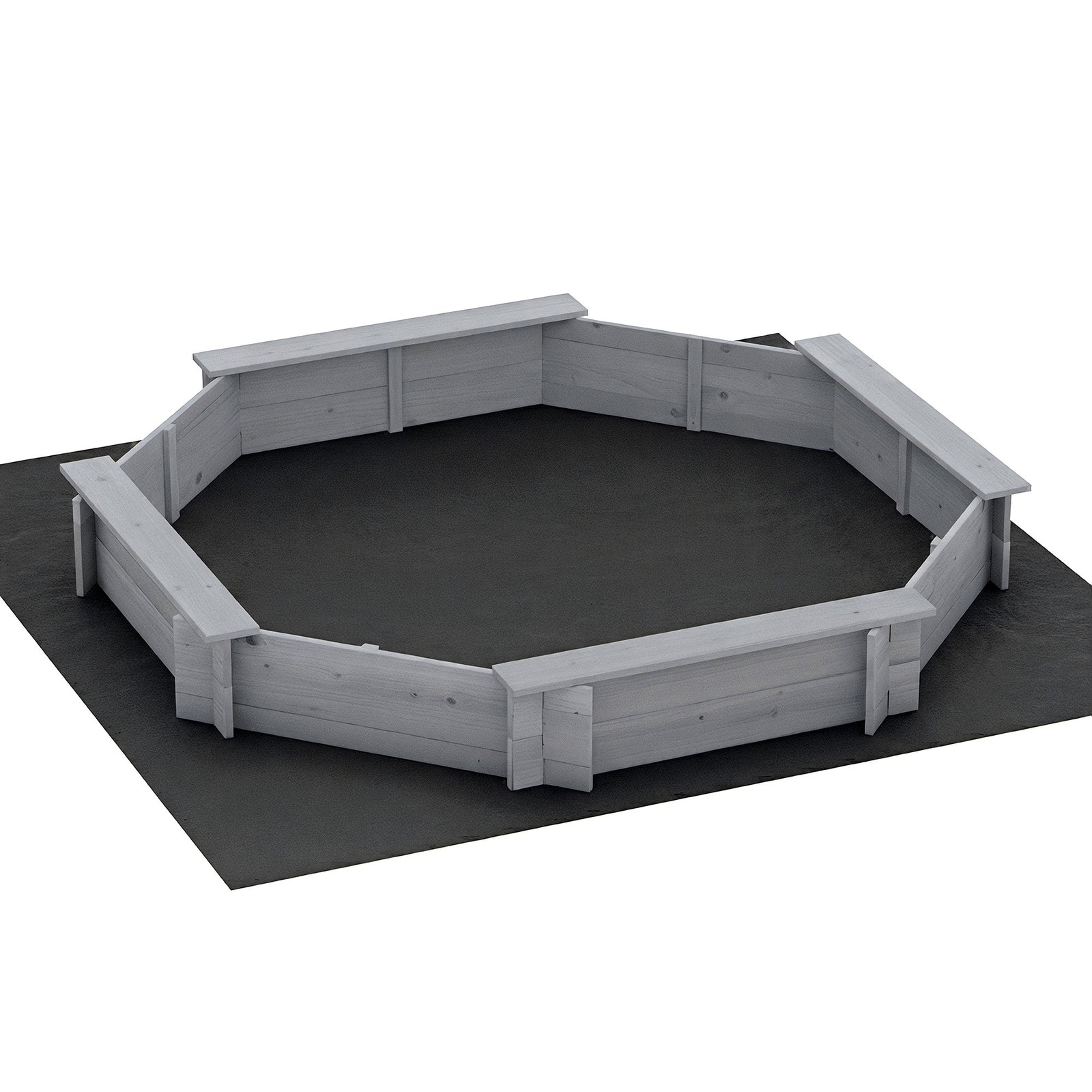Keezi Kids Sandpit Wooden Round Sand Pit with Cover Bench Seat Beach Toys 182cm Grey