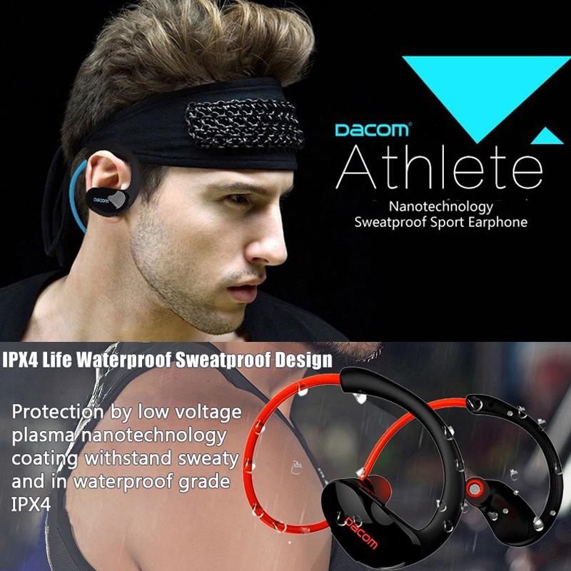 Red Dacom Athlete Bluetooth Earphones With Mic - Sport Running Stereo-1915196589887066119