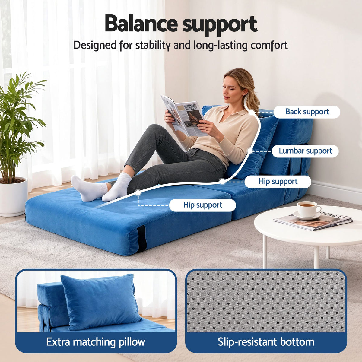 Artiss 4 Pack Folding Sofa Bed L-Shaped Modular Floor Sofas Foam Futons Couches