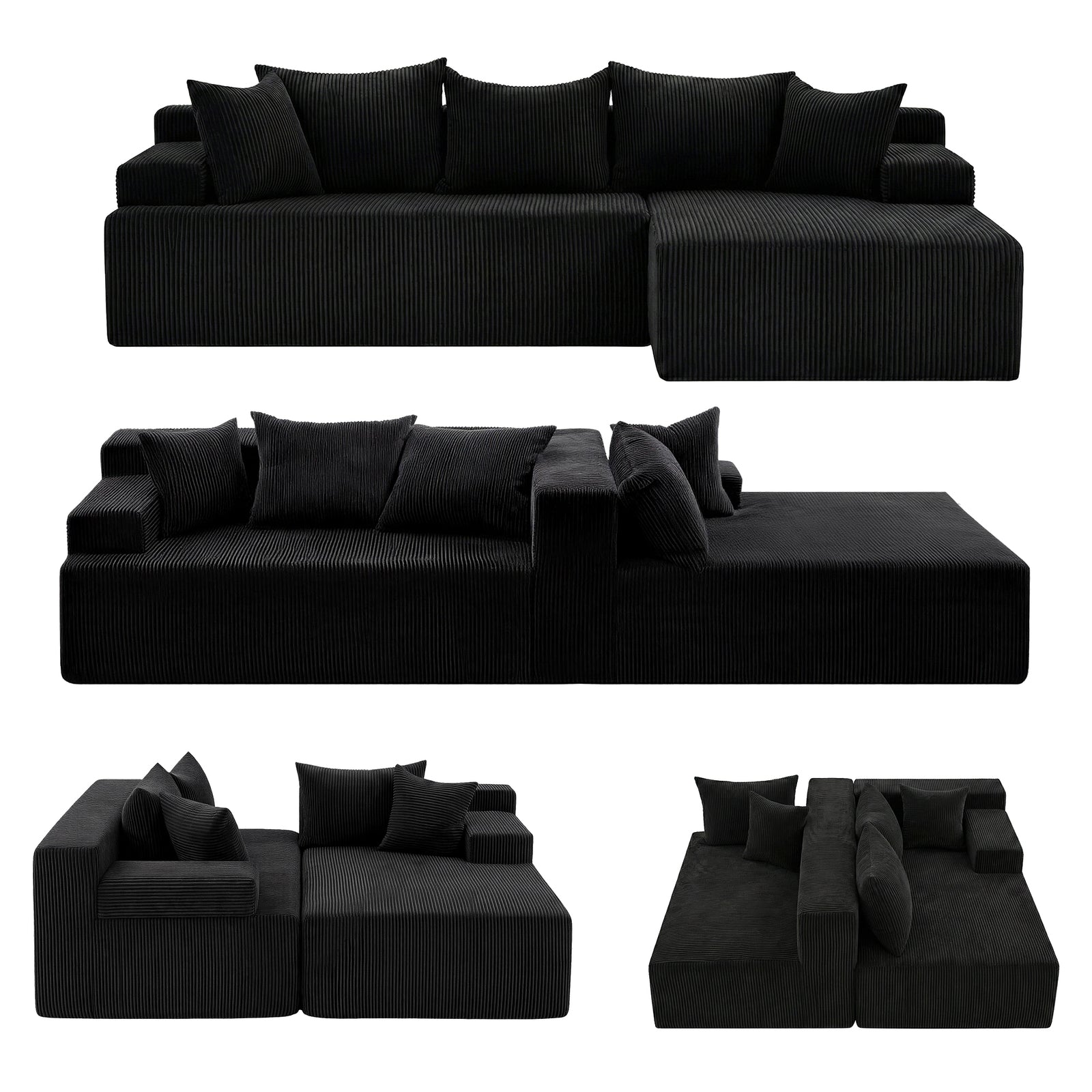 Artiss Modular Sectional Sofa Bed Convertible L-Shaped Couch with Deep Seat for Living Room