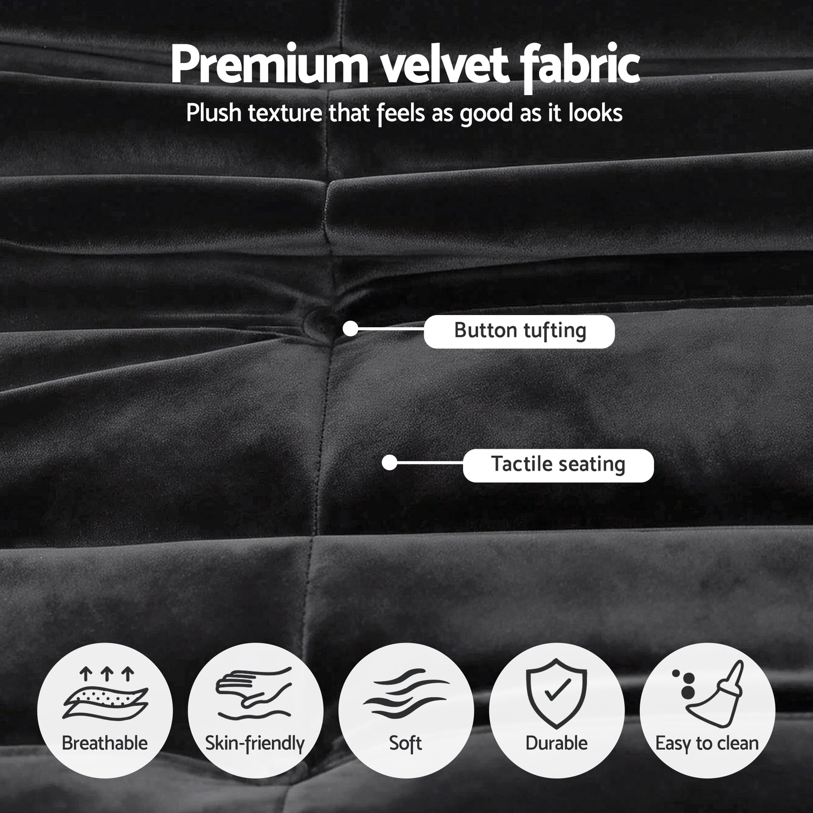 Artiss Lazy Sofa 2 Seaters Accent Caterpillar Chair Floor Couch Armless Lounge