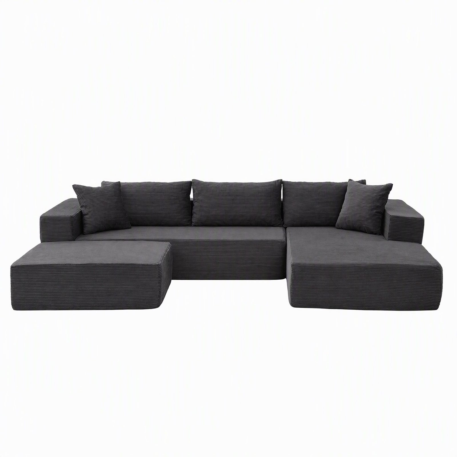 Artiss Modular Sectional Sofa Bed U-Shape 4-Seater Couch Chaise Ottoman Corduroy