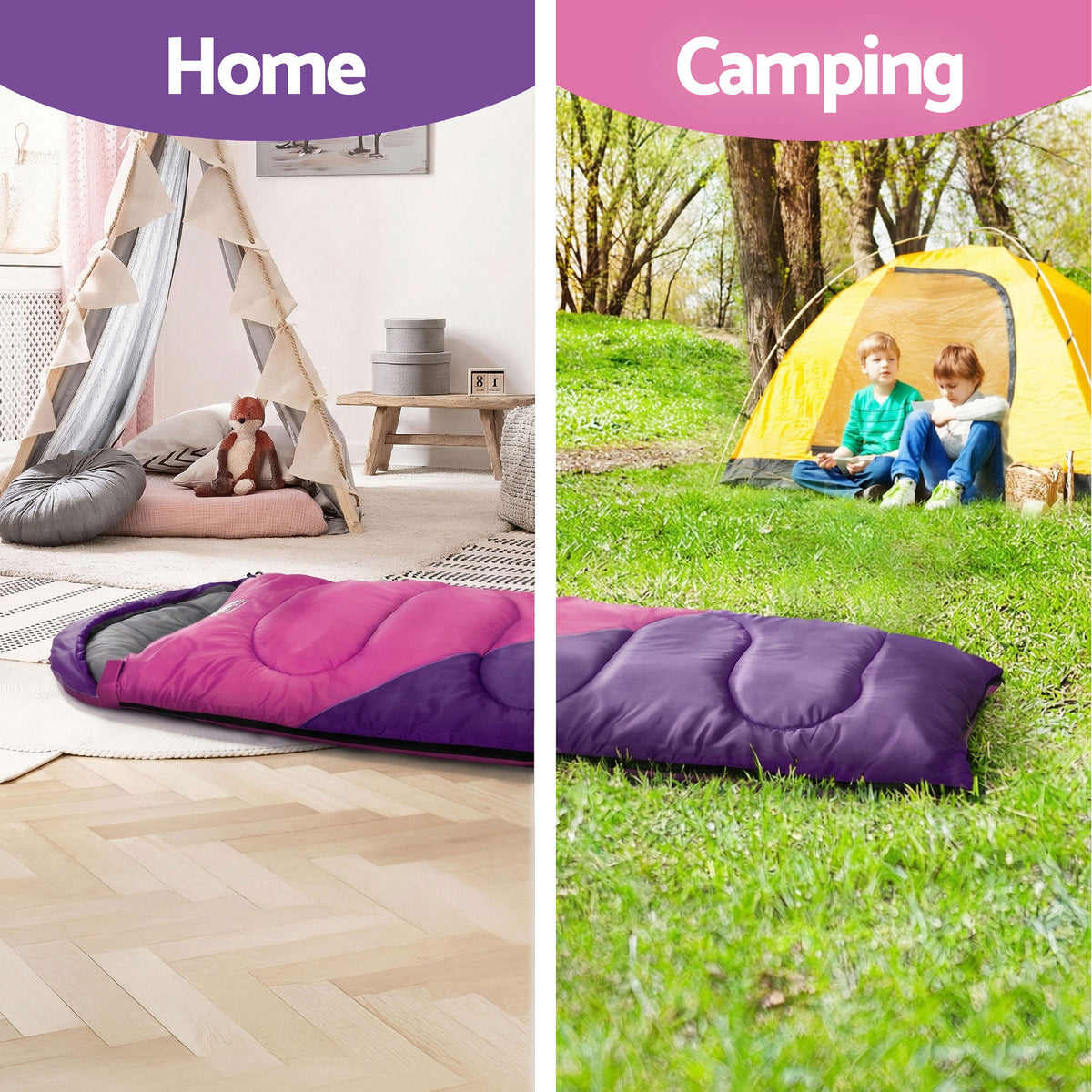 Weisshorn Sleeping Bag Set of 2 Kids Single 172cm Thermal Camping Hiking