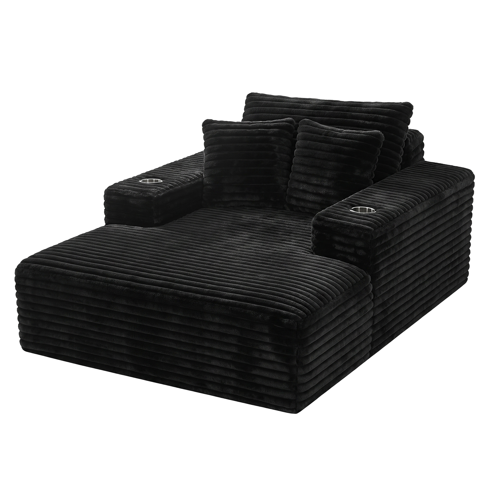 Artiss Sofa Bed Lounge Chair Sleeper Couch Chaise Single Seater Faux Fur Black