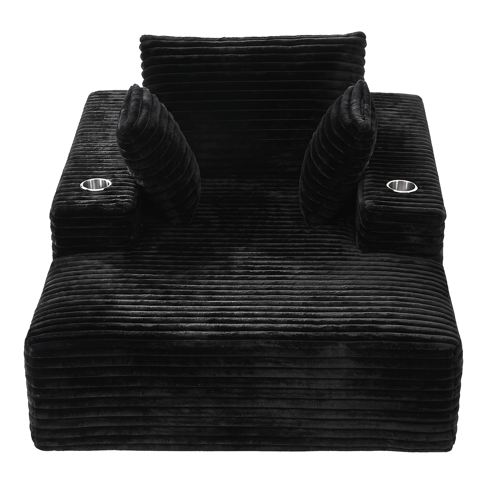Artiss Sofa Bed Lounge Chair Sleeper Couch Chaise Single Seater Faux Fur Black