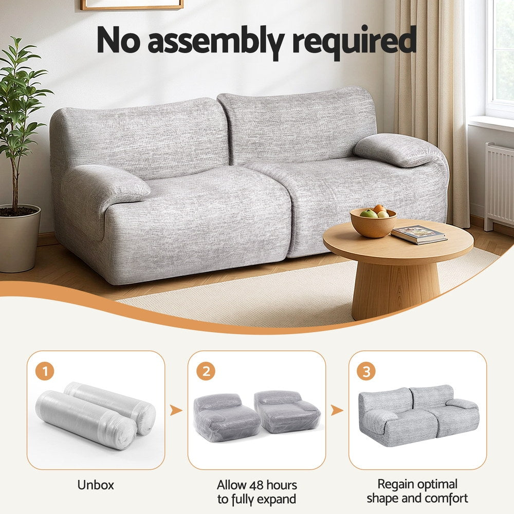 Artiss 2 Seater Sofa Modular Sectional Sofas Couch Bed No Assembly Living Room Grey