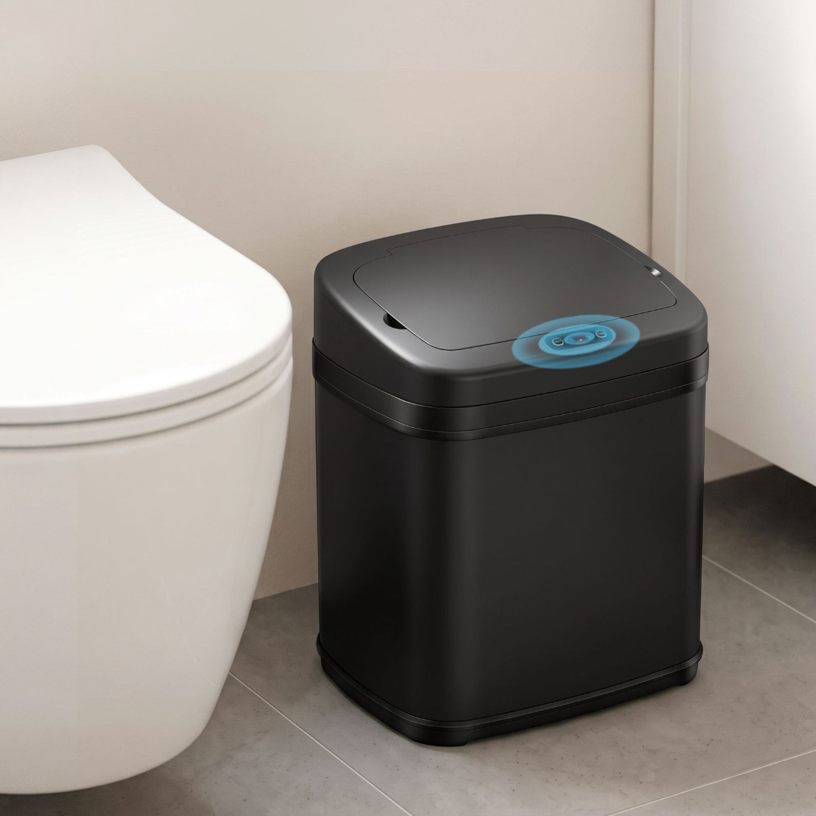 Devanti 15L Motion Sensor Bin Touchless Bins Soft-Close Rubbish Trash Can Black