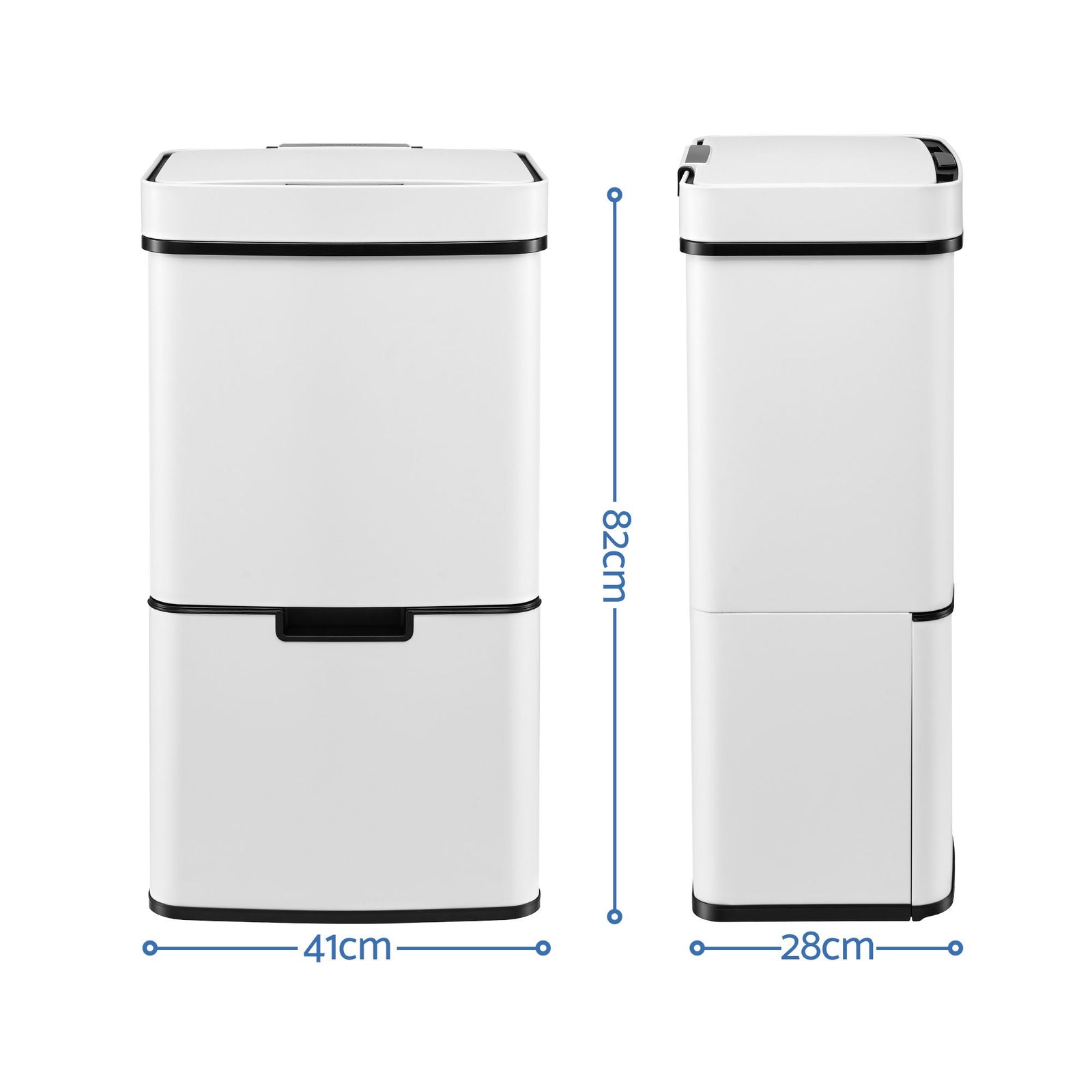 Devanti 72L Sensor Bin Rubbish Bins 4-in-1 Compartment Stainless Steel Trash Can White