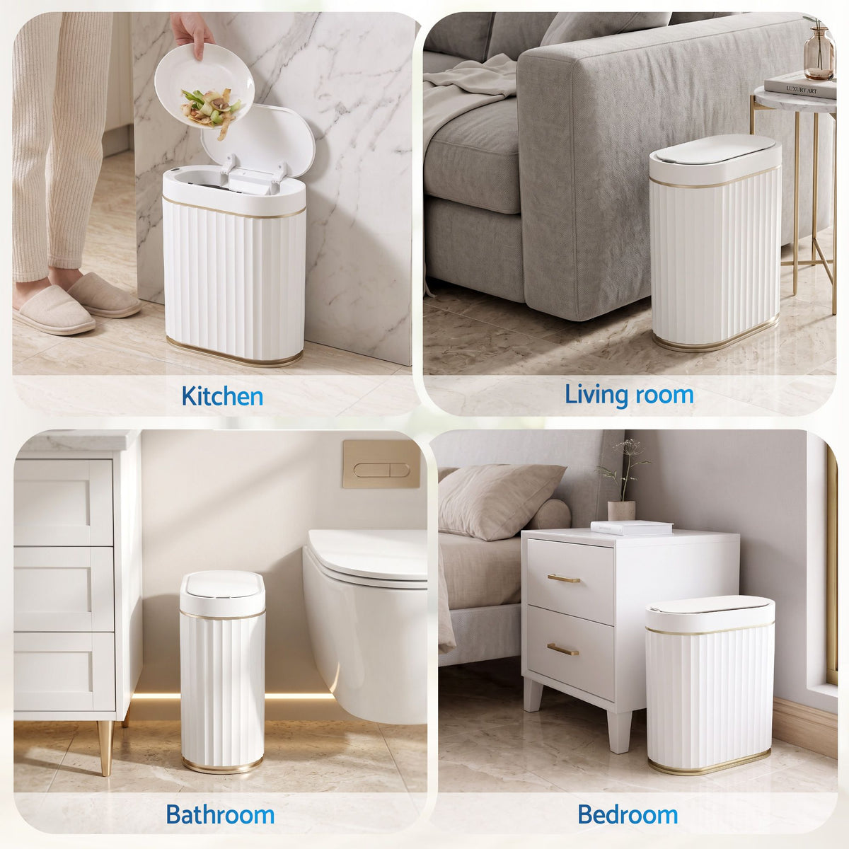 Devanti Sensor Bins 7L Motion Sensor Trash Can Slim Touchless Automatic Waste Bin White