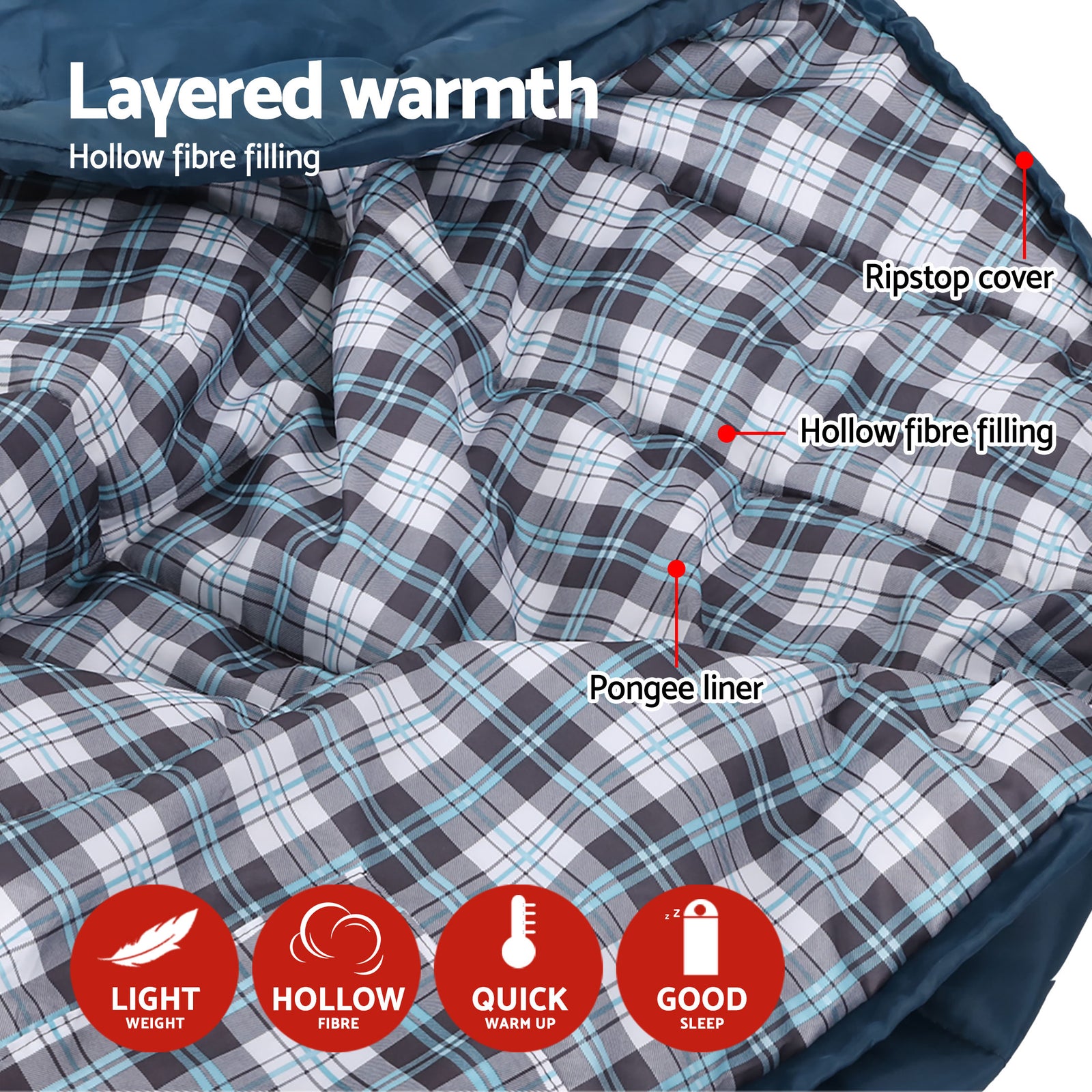 Weisshorn Sleeping Bag Set of 2 Single Thermal Camping Hiking Tent 0℃