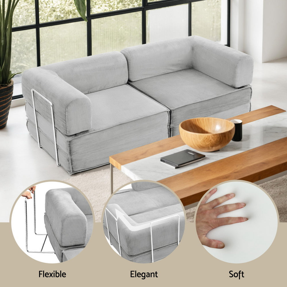 Artiss Convertible Folding Sofa Bed Grey