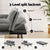 Artiss Sofa Bed Convertible 3 Seater Couch Recliner Lounge Chair Fabric Grey