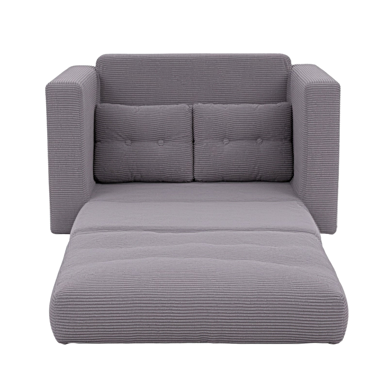 Artiss 2 Seater Corduroy Convertible Sofa Bed Pull Out Boneless Couch Grey