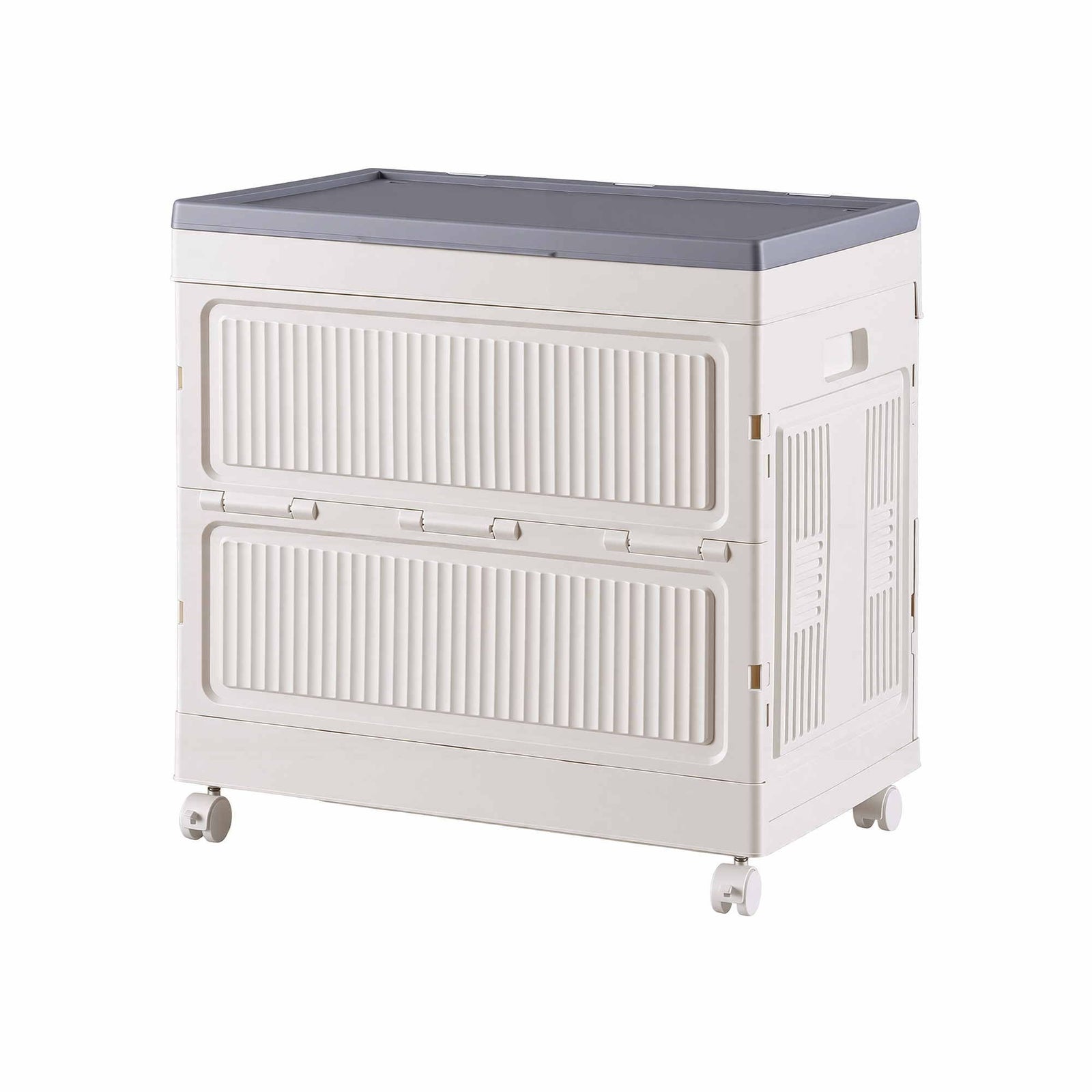 Artiss Foldable Storage Cabinet Stackable Box Flip-Top Rolling Organiser White