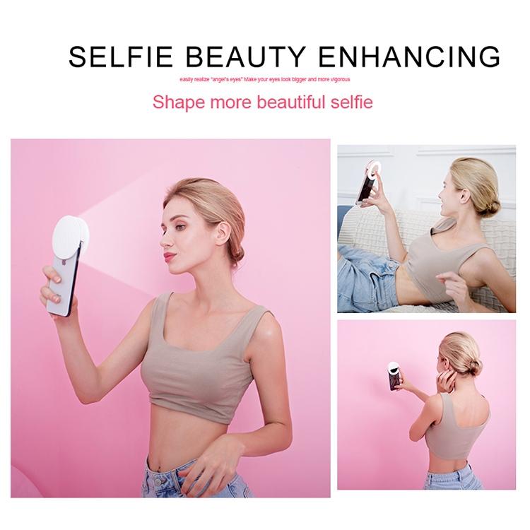 Rechargeable Selfie Light Clip For Beauty And Flash Fill - Black-1964932169910587395