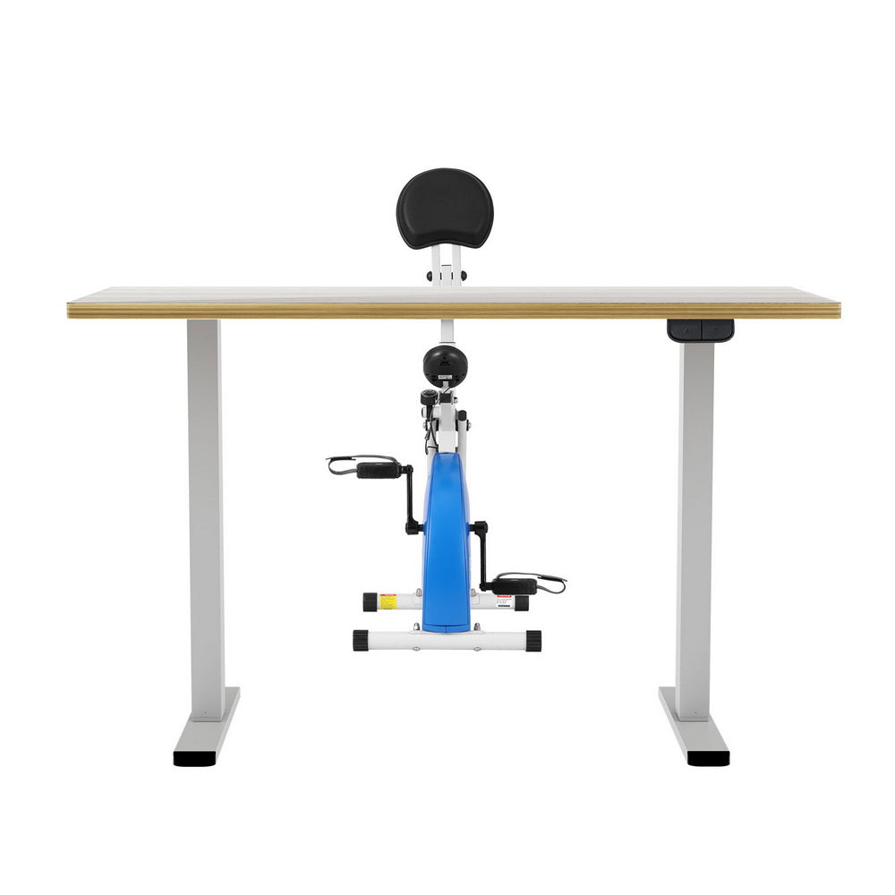 Artiss Under Desk Folding X-Bike with 140cm Automatic Standing Desk Magnetic Resistance Oak