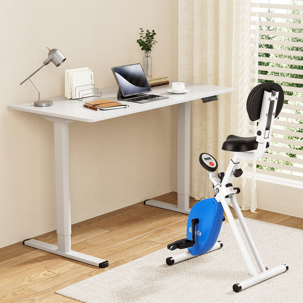 Artiss Under Desk Folding X-Bike with 120cm Automatic Standing Desk Magnetic Resistance White