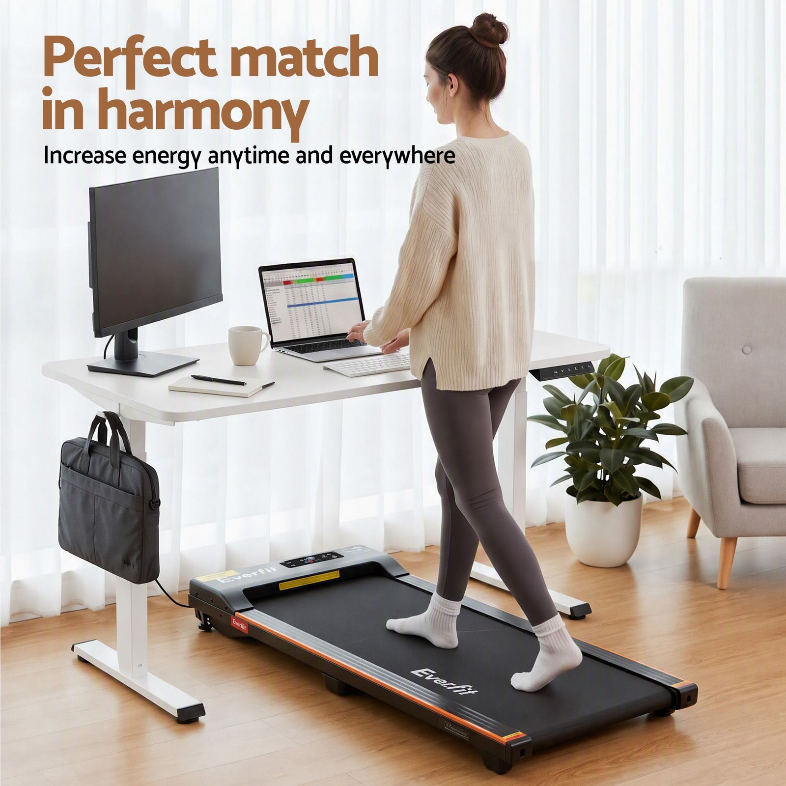 Artiss 100cm Standing Desk Treadmill Motorised Home Office White