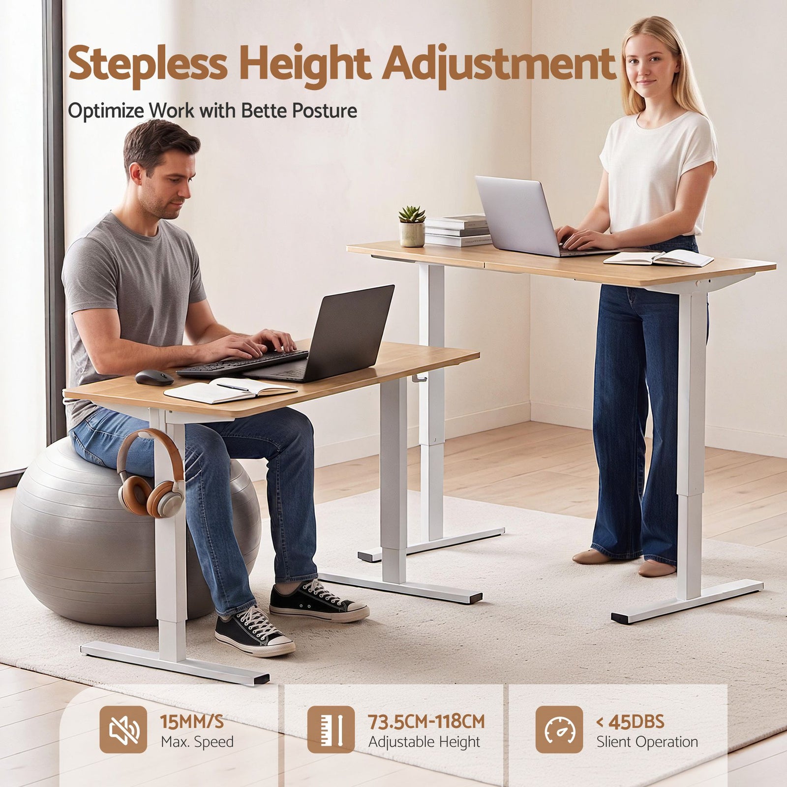 Artiss 140cm Standing Desk Treadmill Motorised Natural Wood
