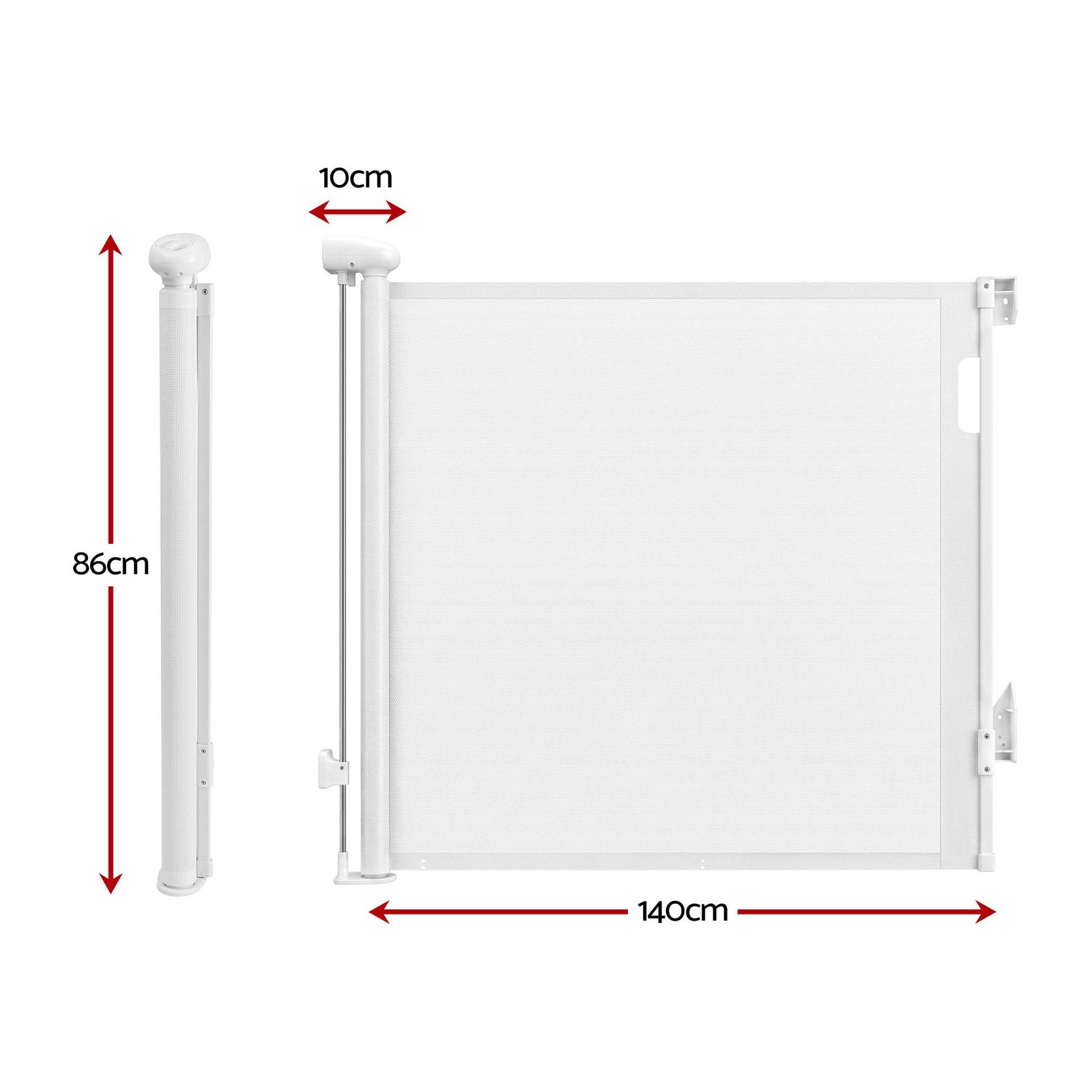 Keezi Retractable Gate Baby Gate Pet Safety Fence Extends up to 140cm White