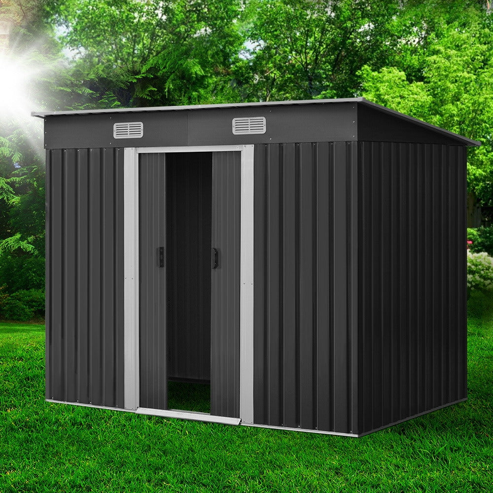 Giantz Garden Shed 2.38x1.31M Sheds Outdoor Storage Tool Metal Workshop Shelter Sliding Door