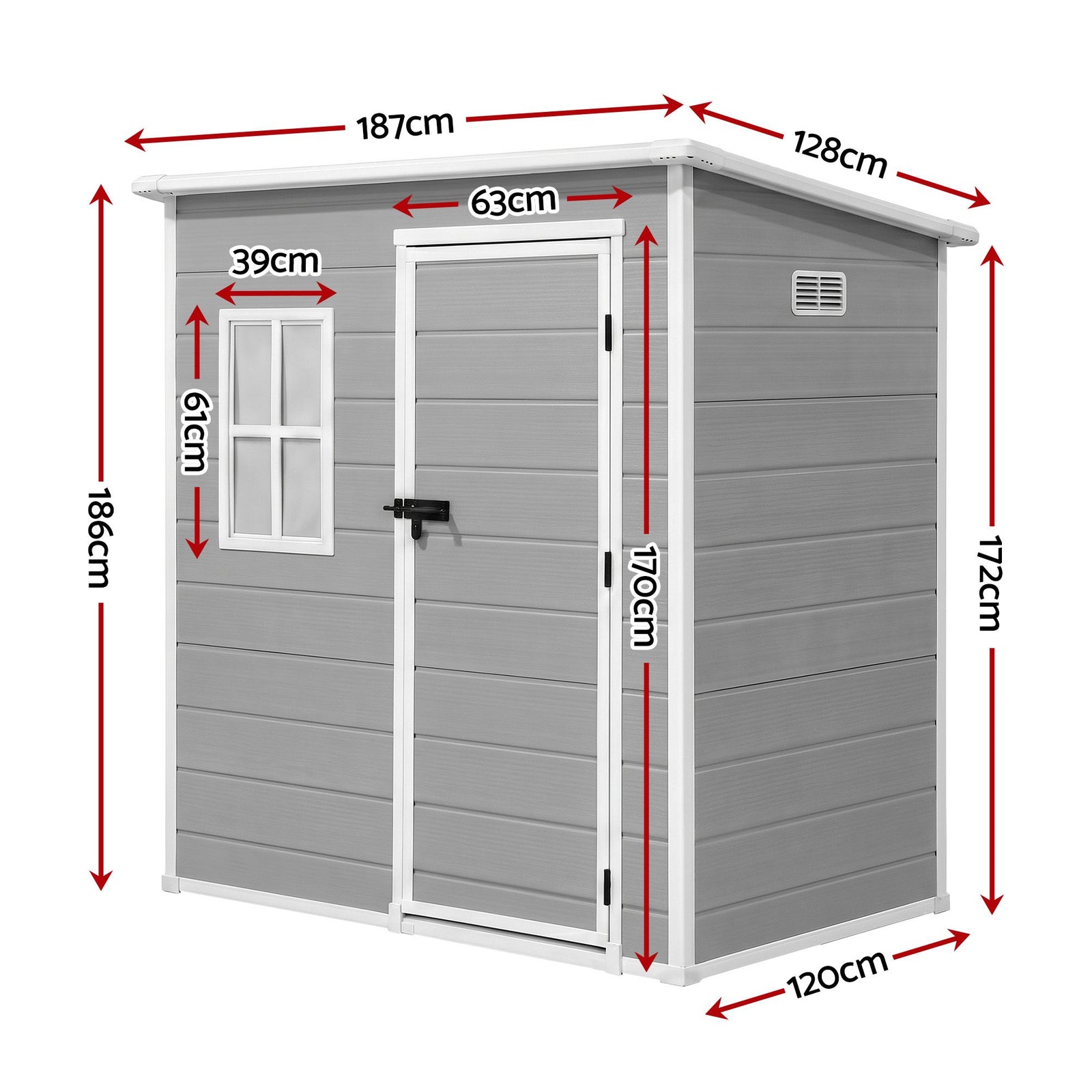 Giantz Garden Shed Outdoor Storage Box 1.87x1.28M Resin Tool Shed Backyard Grey